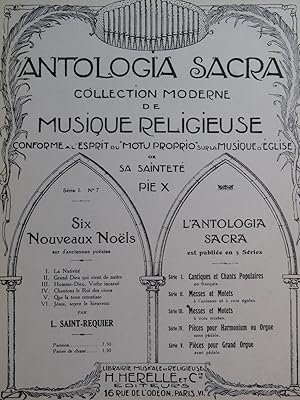 SAINT-REQUIER L. Six Nouveaux Noëls Chant Orgue ca1913