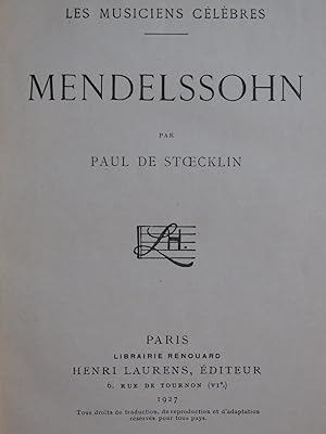 Bild des Verkufers fr DE STOECKLIN Paul Mendelssohn 1927 zum Verkauf von partitions-anciennes