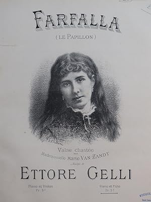 GELLI Ettore Farfalla Le Papillon Valse Piano Flûte ca1890