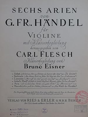 Seller image for HAENDEL G. F. Gebet Aria Te Deum Piano Violon 1927 for sale by partitions-anciennes