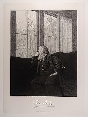 Johannes Brahms (der Komponist auf einem Stuhl am Fenster sitzend).Radierung auf gewalztem China ...