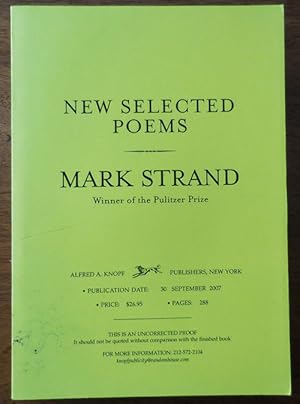 Imagen del vendedor de New Selected Poems (Uncorrected Proof) a la venta por Derringer Books, Member ABAA