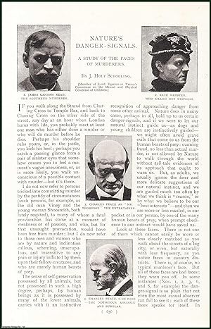 Imagen del vendedor de Henry Fowler ; Albert Milsom, The Muswell Hill Murderers ; Percy Lefroy Mapleton, Who Killed Mr. Gold on The Brighton Line & others : Nature's Danger Signals. A Study of the Faces of Murderers, illustrated with Photographs taken from Models in Madame Tussaud's Exhibition. An uncommon original article from the Harmsworth London Magazine, 1898. a la venta por Cosmo Books