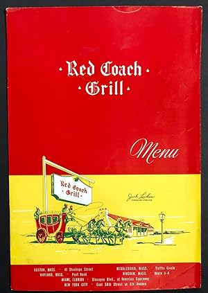 Restaurant Menu: Red Coach Grill [Wayland, Miami, NYC, etc.]