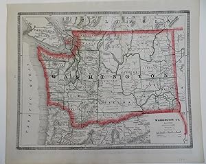 Washington Territory Seattle Olympia Tacoma 1884 George Cram detailed state map