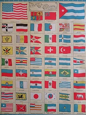 Flags of All Nations National Symbol U.S. Japan Korea Germany 1901 color Print