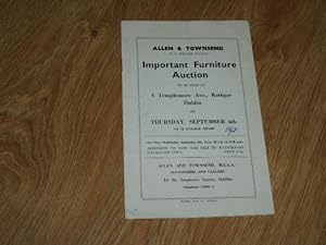 Important Furniture Auction To Be Held At 4 Templemore Ave., Rathgar Dublin on Thursday, Septembe...