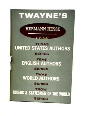 Imagen del vendedor de Hermann Hesse (Twayne's World Authors) a la venta por World of Rare Books