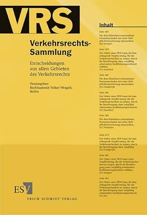 Immagine del venditore per Verkehrsrechts-Sammlung (VRS) Verkehrsrechts-Sammlung (VRS) Band 113 venduto da BuchWeltWeit Ludwig Meier e.K.