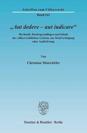 Seller image for Aut dedere - aut iudicare. for sale by BuchWeltWeit Ludwig Meier e.K.