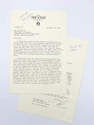 Three typed letters signed ("Sid") to Jay Martin, who was working on his biography of Nathanael W...