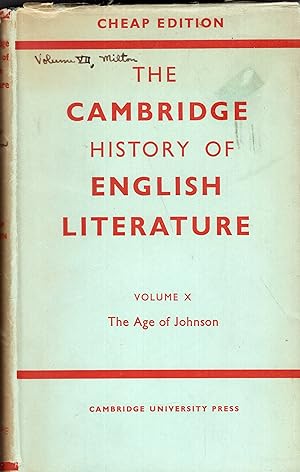 Seller image for The Cambridge History of English Literature, Volume 10: The Age of Johnson for sale by A Cappella Books, Inc.