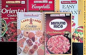 Seller image for 5 Favorite Recipes Spiral Bound Cookbooks Lot : Land O Lakes Cookie Collection ~ Minute Rice Fast Fabulous Meals ~ Kikkoman Oriental Cooking ~ Campbell's Anniversary 75th Cookbook, Cooking in Minutes ~ Easy to Elegant Dole for sale by Keener Books (Member IOBA)