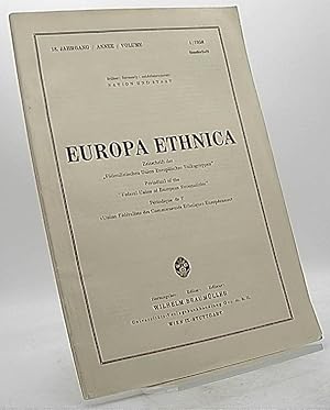 Image du vendeur pour Europa Ethnica. Zeitschrift "Fderalistischen Union Europischer Volksgruppen" 18. Jahrgang Volume 1/1958 mis en vente par Antiquariat Unterberger