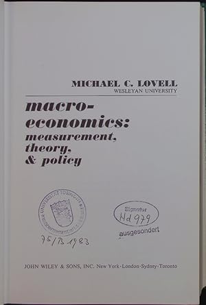 Imagen del vendedor de Macro-economics. Measurement, theory, & policy. a la venta por Antiquariat Bookfarm