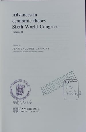 Image du vendeur pour Advances in economic theory. invited papers for the . world congress of the Econometric Society - [Barcelona 1990.]. - 6,2. mis en vente par Antiquariat Bookfarm