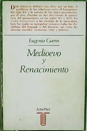 Immagine del venditore per Medioevo y Renacimiento. Estudios e investigaciones. Traduccin de Ricardo Potchar. venduto da Librera y Editorial Renacimiento, S.A.