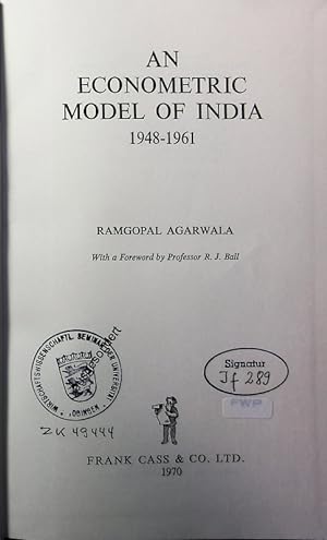 Seller image for An econometric model of India 1948-1961. for sale by Antiquariat Bookfarm