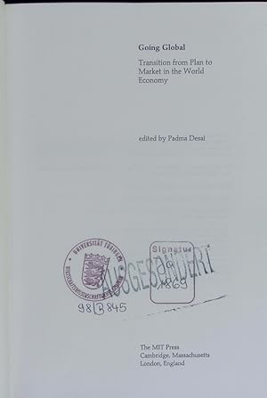 Image du vendeur pour Going global. Transition from plan to market in the world economy. mis en vente par Antiquariat Bookfarm