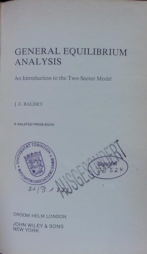 Image du vendeur pour General equilibrium analysis. An introduction to the two-sector model. mis en vente par Antiquariat Bookfarm