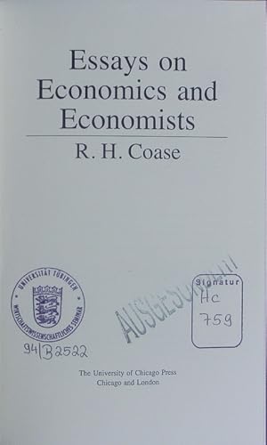 Imagen del vendedor de Essays on economics and economists. a la venta por Antiquariat Bookfarm