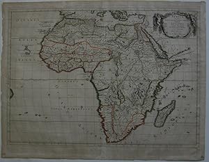 Africa vetus Grenzkolorierte Kupferstichkarte in altem Kolorit, Kartusche, von zwei Engeln flanki...