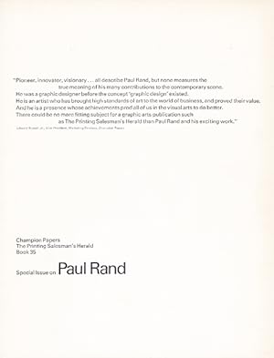 Special Issue on Paul Rand. Champion Papers. The Printing Salesman's Herald. Book 35.