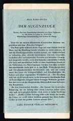 Bild des Verkufers fr Der Augenzeuge (Roman). - zum Verkauf von Libresso Antiquariat, Jens Hagedorn