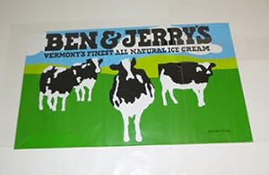 Ben & Jerry's Cow Poster. Vermont's Finest All Natural Ice Cream. Original printing.