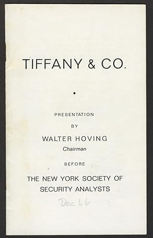 Seller image for Tiffany & Co. Presentation by Walter Hoving Chairman before The New York Society of Security Analysts for sale by Antipodean Books, Maps & Prints, ABAA