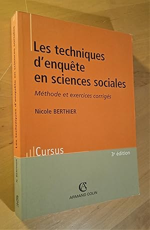 Image du vendeur pour Les techniques d'enqute en sciences sociales. Mthode et exercises corrigs mis en vente par Llibres Bombeta