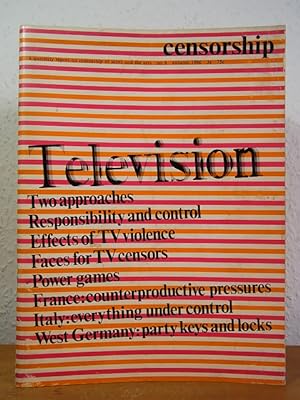 Seller image for Censorship. A quarterly Report on Censorship of Ideas and the Arts. Number 8, Autumn 1966. Title Theme: Television for sale by Antiquariat Weber