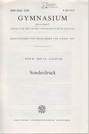 Bild des Verkufers fr Lateinische und griechische Sprachkurse an der Universitt. [Aus: Gymnasium, Bd. 88, Heft 3/4, August 1981]. Tagung des D.A.V. in Gttingen 1980, Arbeitskreis: Universittskurse zum Erwerb von Latein- und Griechischkenntnissen [Latinum, Graecum] - Sinn, Form, Gehalt. Berichte und Diskussionen. zum Verkauf von Fundus-Online GbR Borkert Schwarz Zerfa