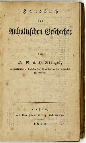 Bild des Verkufers fr Handbuch der Anhaltischen Geschichte. zum Verkauf von Schsisches Auktionshaus & Antiquariat