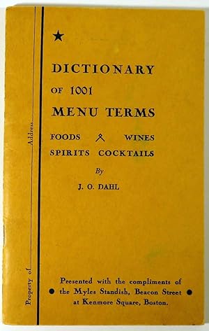 Seller image for Dictionary of 1001 Menu Terms, Foods, Wines Spirits, Cocktails for sale by Babylon Revisited Rare Books