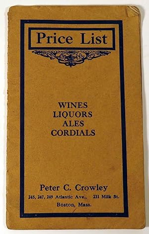 Seller image for Price List of Wines, Liquors, Ales, and Cordials for sale by Babylon Revisited Rare Books