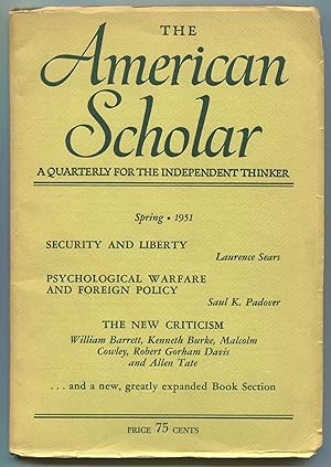 Bild des Verkufers fr The American Scholar - Volume 20, Number 2, Spring, 1951 zum Verkauf von Between the Covers-Rare Books, Inc. ABAA