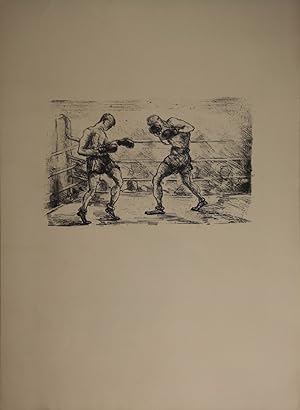 Immagine del venditore per Boxkampfszene. 2 Boxer im Ring. Lithographie (ohne Signatur), venduto da Antiquariat  Braun