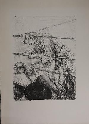 Immagine del venditore per Boxer am Ringrand. Lithographie (ohne Signatur), venduto da Antiquariat  Braun