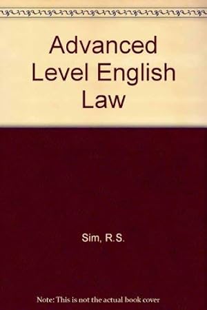 Imagen del vendedor de Advanced Level English Law a la venta por WeBuyBooks