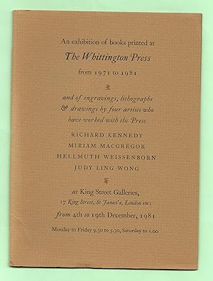 Imagen del vendedor de The Whittington Press from 1971 to 1981 (Exhibition catalogue) [Limited edition] a la venta por The Bookshop at Beech Cottage