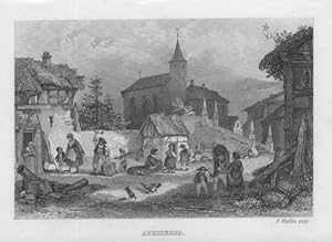 Ahrenberg in Hesse nearby to Bad Sooden and Allendorf in Germany,ca 1840's Steel Engraving