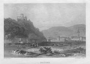 Lahneck and Nieder-Lahnstein Castle, Hesse-Nassau, Germany,ca 1840's Steel Engraving