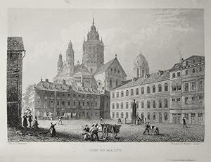 MAINZ CATHEDRAL,ca 1840's Steel Engraving