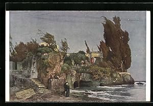 Seller image for Knstler-Ansichtskarte Arnold Bcklin: Haus am Meer bei Sturm for sale by Bartko-Reher