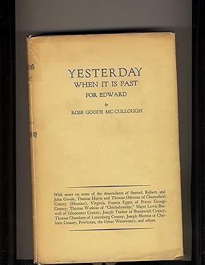 Imagen del vendedor de Yesterday When It Is Past a la venta por Richard Lemay