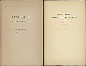 Bild des Verkufers fr Konvolut von 7 Heften. Heft 1: Drei Pariser Fragmente; 12. Jahresgabe der Ernst Barlach Gesellschaft, 1952. Heft 2: Kunst im Krieg; 14. Gabe fr die Mitglieder der Ernst Barlach Gesellschaft, 1953. Heft 3: Zehn Briefe an einen jungen Dichter; 16. Mitgliedergabe der Ernst Barlach Gesellschaft, 1954. Heft 4: Heinz Beckmann: Religion in Ernst Barlachs Werk; 18. Mitgliedergabe der Ernst Barlach Gesellschaft, 1956. Heft 5: Kurt Reutti: Ernst Barlach und die Mutz-Werkstatt Altona; 19. Mitgliedergabe der Ernst Barlach Gesellschaft 1956. Heft 6: Barlachkuratorium Gstrow: Ernst Barlachs Magdeburger mal wieder im Dom. Heft 7: Claus Virch: Ernst Barlachs Entwrfe zum Kieler "Geistkmpfer". zum Verkauf von Antiquariat Lenzen