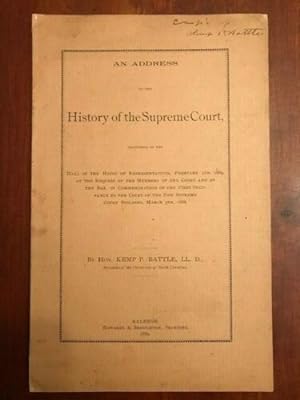 An Address on the History of the Supreme Court, Delivered in the Hall of the House of Representat...