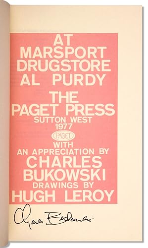 At Marsport Drugstore. With an Appreciation by Charles Bukowski. Drawings by Hugh Leroy. (Signed ...