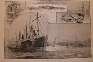 Seller image for Sketches On The Thames During The Strike. Illustrated London News, published September 21, 1889. for sale by Wittenborn Art Books